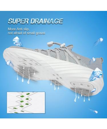 VIFUUR Aqua Barefoot Water Shoes for Men Women - Light Gray-6882 - Size 10.5W/9.5M - Buy Online on GoSupps.com