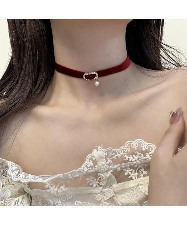 VSILAY Vintage Choker Necklace | Black & Wine Red Fashionable Collarbone Chain | Versatile Jewelry for Dates Parties & Everyday Wear - Buy Online on GoSupps.com