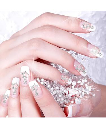 10 Pcs Shiny Crystal Nail Charms - Silver Diamonds 3D Rhinestones for Nail Art Designs - Buy Online on GoSupps.com