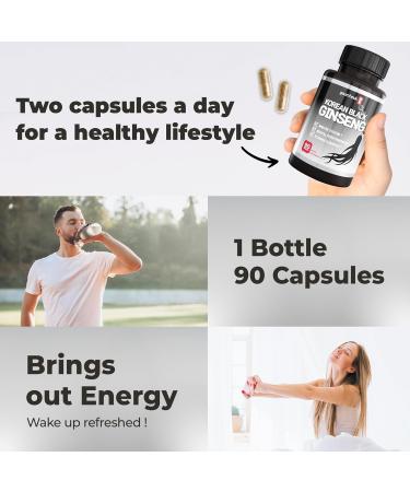 GeumHeuk Korean Black Panax Ginseng Capsule 1000mg - 90 Vegan Capsules Non GMO High Ginsenosides High Absorption Rate Enhance Immunity Mental Performance Stamina & Energy Men & Women - Buy Online on GoSupps.com