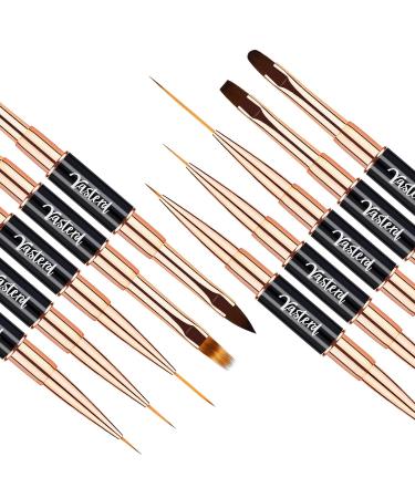 Yasterd Nail Art Brush Set - 5pcs Professional Double-Ended Brushes for Nail Design, Long Lines, Ombre, and 3D Effects - Ideal for Gel Polish and Acrylic - Black - Buy Online on GoSupps.com