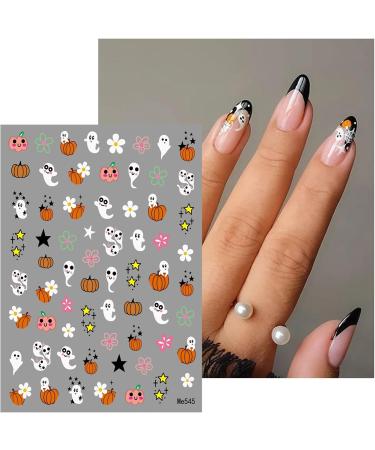 Halloween Nail Stickers 12 Sheets Self-Adhesive Nail Decal Pumpkin Cobweb Ghosts Nail Art Decoration Design Supplies - Buy Online on GoSupps.com