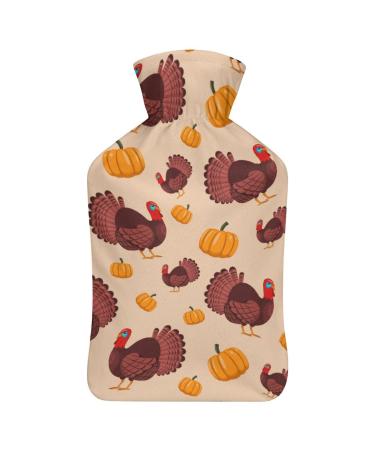 Heat bottle with lid turkey bird and pumpkin Thanksgiving rubber hot water sac for pain relief cramps foot warmers hot and cold therapy