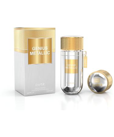 Genius Metallic Perfume by Emper - Unisex Eau de Parfum 3.4 fl oz / 100 ml - Luxury & Authentic Fragrance. Jasmine Cedar Amberwood and Grapefruit.