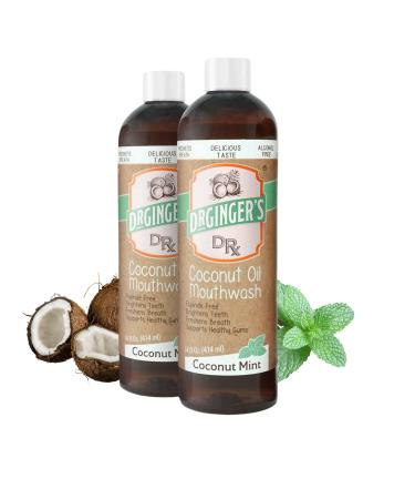 Dr. Ginger s Coconut Oil Pulling Alcohol Free Mouthwash - Mint Flavor 14 fl oz 2pcs - Fluoride Free All-Natural with Xylitol 14 FL Oz (Pack of 2)