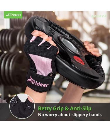 Trideer Breathable Workout Gloves for Women - Pink Small (6.3-7.1 in) | Weight Lifting, Gym, Exercise, Training, Rowing, Biking - Buy Online on GoSupps.com