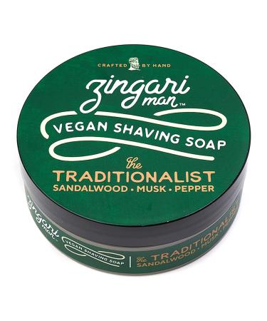 Zingari Man - The Traditionalist Vegan Shave Soap - Smooth Glide Grooming Accessories for Men - Super Strength No Bump Cream and Skin Tight Lotion for the Sophisticated Young or Old Man - 5oz Jar
