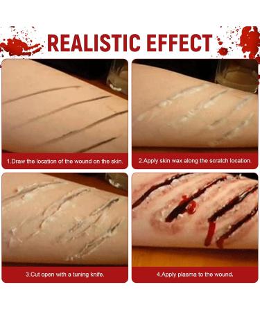 6 Pieces Scar Wax SFX Makeup Kit - Fake Blood Spray Coagulated Blood Gel & Tools for Halloween Cosplay & Special Effects - Buy Online on GoSupps.com