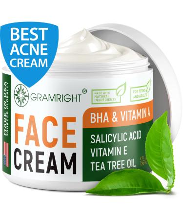 Acne Treatment Face Cream 4 fl.oz - Acne Spot Treatment for Face & Acne Dots - Tea Tree Oil for Acne - Natural Cystic Acne Treatment - For All Skin Types - Premium Acne Scar Cream & Pimple Remover