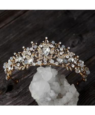 SWEETV Jeweled Metal Princess Tiara Queen Crown for Bride - Bridal Headpieces for Wedding, Quinceanera, Prom - Gold/Clear - Buy Online on GoSupps.com