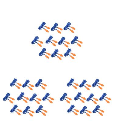 Pteanecay 30 Pcs Silicone Soft Ear Plugs - Hearing Protection with Cord - Noise Reduction Blue Orange
