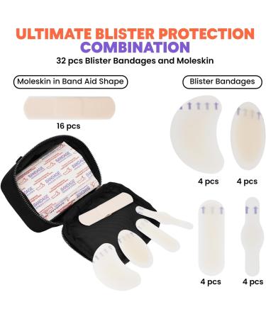 Buy 32 Count Blister Bandages & Moleskin - Assorted Sizes for Blister Prevention | Fast International Shipping - Buy Online on GoSupps.com