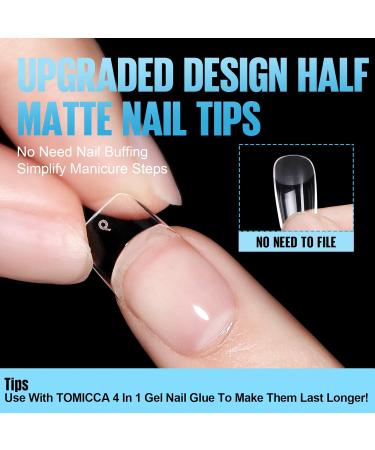 Tomicca 240 Pieces Short Square Gel Nail Tips - Full Cover Artificial Nails for DIY Nail Art & Nail Studios - 15 Sizes Half Matte Tips - Buy Online on GoSupps.com