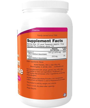 Now Foods Sodium Ascorbate Powder 3 lbs - Vitamin C Supplement for Immune Support - Buy Online on GoSupps.com