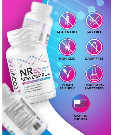 NR + Resveratrol Supplement - Increase NAD, DNA & Cellular Health, Longevity, Vitality. 5-in-1 Anti Aging Formula w/ Nicotinamide Riboside, Trans Resveratrol, Vitamin C, Grape Seed, Pine Bark Original - Buy Online on GoSupps.com
