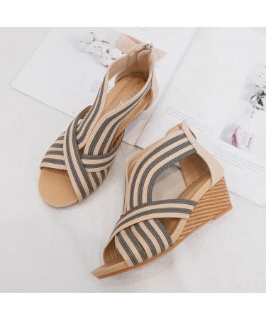 Buy XTZYGLFD Wedge Sandals for Women - Bohemian Summer Fashion Fish Mouth Design Roman Heel Size 5 UK Narrow - Buy Online on GoSupps.com