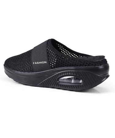 Women's Air Cushion Slip-On Walking Shoes | Orthopedic Diabetic Mesh Clogs & Mule Slippers - Black Size 6.5 - Buy Online on GoSupps.com