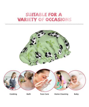 Bamboo Reusable Shower Cap with Sketch Panda Design | Waterproof Double Layer Bathing Hat for Women, Kids, and Men - Buy Online on GoSupps.com