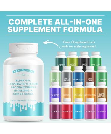ACADEMICIAN Alpha GPC Capsule with Bacopa Monnieri Ginkgo Biloba Capsules Huperzine-a Supplement - 120 Count - Buy Online on GoSupps.com