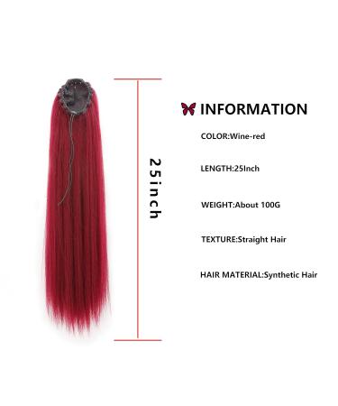 MEIRIYFA Red Ponytail Extension - Long Straight Drawstring 63 cm Ponytail for Women | Shop Now! - Buy Online on GoSupps.com