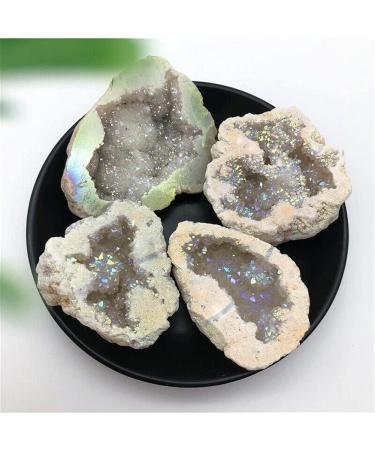 1pc Electroplated White Titanium Aura Agate Quartz Cluster Crystal Points Geode Specimen Decor Natural Quartz Crystals Crystal Home Goods - Buy Online on GoSupps.com