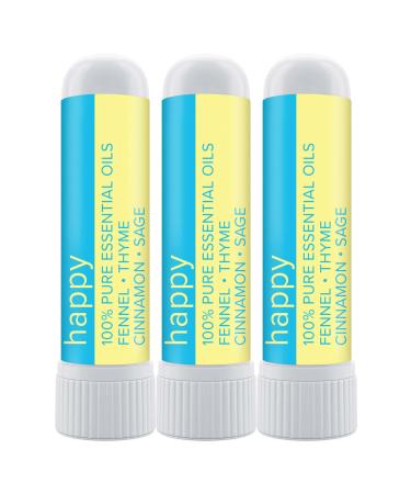 MOXE Happy Nasal Stick | Stress-Free + Calming Relief | Uplift Aromatherapy Essential Oil Blend 100% Pure & Undiluted | for Feelings of Positivity and Gratitude | Nasal Inhaler Made in USA (3 Pack)