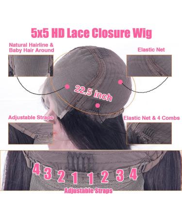 5x5 Straight Lace Front Human Hair Wig 26 Inch - Free Part, Pre-Plucked, 180% Density Brazilian Virgin Hair - HD Lace Closure for Black Women - Buy Online on GoSupps.com