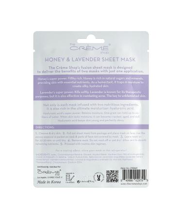 Creme Shop Lavender and Honey Sheet Mask 2-in-1 Pack - 5 Hyaluronic Acid Facial Sheets - Buy Online on GoSupps.com