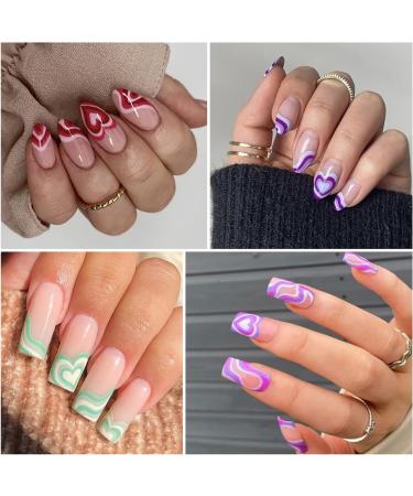 Colorful French Tip Nail Decals - 48 Sheets Butterfly & Stripes Water Transfer Stickers with Tweezers - Buy Online on GoSupps.com