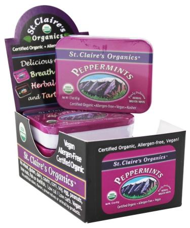 St Claire's 6 Piece Organic Peppermints Display 1.5 Ounce