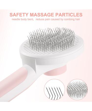 AUBERRY Self Cleaning Slicker Brush for Long & Short Hair Pets - Removes Loose Undercoat, Mats, Tangles - Skin Friendly - Dog & Cat Grooming Brush (Pink) - Buy Online on GoSupps.com