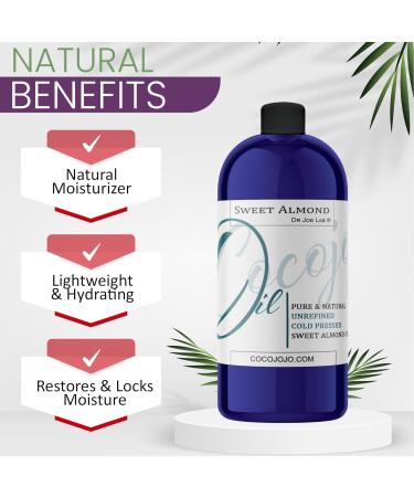 Dr Joe Lab Sweet Almond Oil for Hair Sweet Almond Oil for Skin Body Nails Pure Natural Cold Pressed Unrefined Extra Virgin Moisturizes & Nourishes - 32 Fl Oz - Packaging May Vary - Buy Online on GoSupps.com