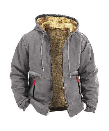 Hanxiulin fleece jacket plush jacket cuddly jacket hiking jacket men winter color variants transition jacket windproof warm cuddly winter coat men dark gray l
