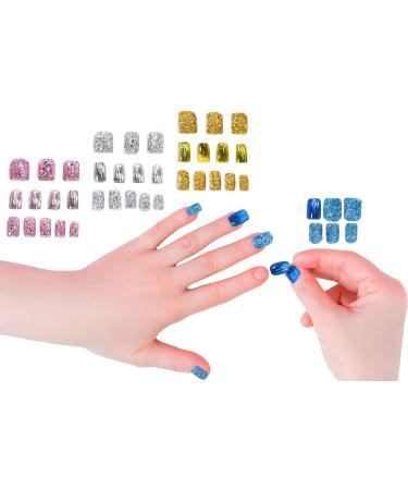 Townley Girl 96 Pcs Stick on Nails Set | Glitter-Glamup & Metallic Press- On Nail Sets for Girls | Self-Adhesive Artificial Nails Pink - Buy Online on GoSupps.com