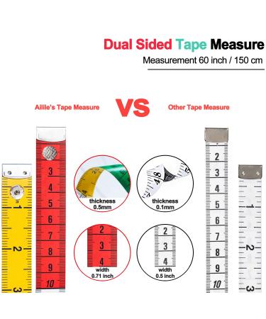 Soft Multicolor Tape Measure Set for Body Sewing and Craft - 60-inch/150-cm Dual Sided Measuring Tape with Snap Button Closure - Buy Online on GoSupps.com