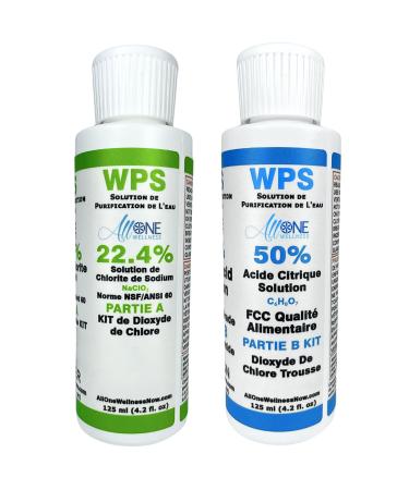 AllOne Wellness | WPS Chlorine Dioxide KIT ClO2 Sodium Solution 22.4% Citric Acid 50% 2 Part CDS KIT 125 ml Water Purification Solution Drops Product of Canada for Camping Hiking and Emergencies - Buy Online on GoSupps.com