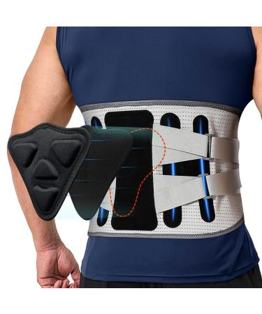 2024 Upgrade Back Brace for Lower Back Pain Women/Men Back Brace Support Belt with Ergonomic Lumbar Pad Removable Stays for Lower Back Support with 2 Different Hardness Sets (Grey XL) X-Large