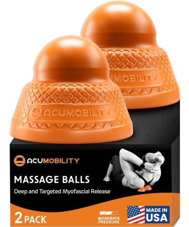 Lacrosse Ball, Massage Ball, Lacrosse Balls, Therapy Ball, Trigger Point Ball, Massage Ball Roller, Massage Balls, Foot Massage Ball, Massage Roller Ball, Yoga Balls - 2 Pack Orange
