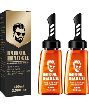 Hair Wax Gel with Comb 2 in 1 Hair Gel with Comb Hair Setting Gel with Dip Comb Men Hair Styling Gel Salon Styling Gel Tool for Men (2PCS)