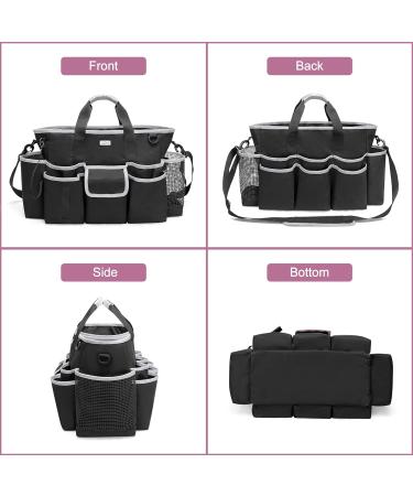 LoDird Cleaning Caddy Bag with 3 Compartments and Pockets - Black/Grey, Organizer for Supplies - Handle & Shoulder Strap, Multifunctional - Buy Online on GoSupps.com