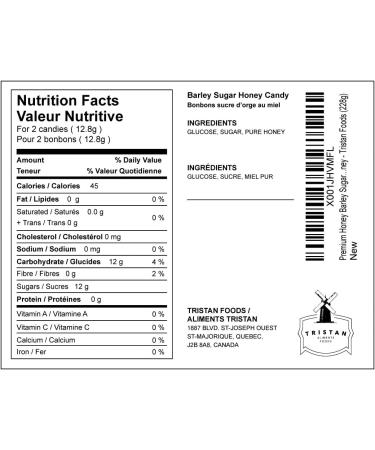 Premium Honey Barley Sugar Hard Candy Made from 100% Pure Honey - Tristan Foods (228g) 228 g (Pack of 1) - Buy Online on GoSupps.com