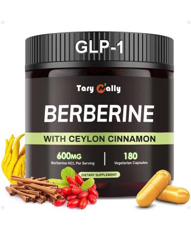 Liposomal GLP-1 Supplement Weight Loss - 600mg Berberine with Ceylon Cinnamon - Enhanced Absorption Formula for Healthy Glucose Metabolism & Metabolic Support - 180 Capsules (90 Days Supply)