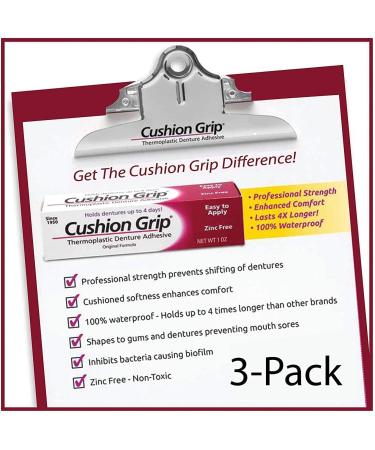 Cushion Grip Denture Adhesive - Secure Max Hold Thermoplastic Adhesive for Dentures - Buy Online on GoSupps.com