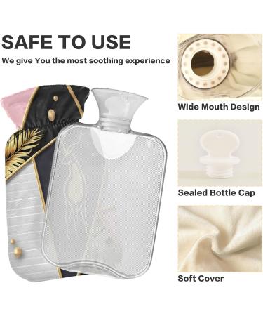 NAANLE Hot Water Bottle with Palm Leaf Cover | 1L Transparent Heat Bottle for Back Pain Relief & Cold Therapy - Hand & Foot Warmer - Buy Online on GoSupps.com