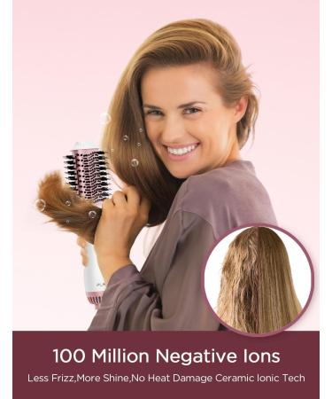 PLAVOGUE Dual Voltage Hair Dryer Brush | 100M Ionic Volumizer | White-Pink - Perfect for International Shipping - Buy Online on GoSupps.com