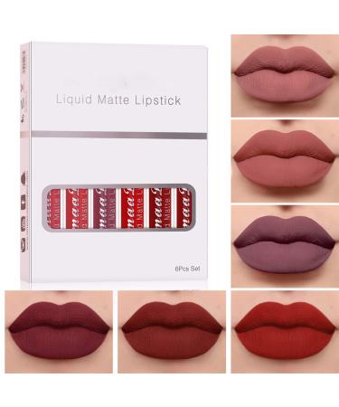 Matte Liquid Lipstick Set, COOSA 6 colors SuperStay Matte Liquid Lipstick Non-stick Cup Waterproof Longlasting Lipgloss Set