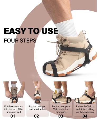 Ceestyle Rising Iron Shoe Spikes - 11 Stainless Steel Teeth ICE Klampen Snow Traction for Hiking & Boots in 3 Sizes - Buy Online on GoSupps.com