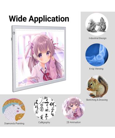 RTjoy A4 LED Light Pad | USB Powered Drawing Board | Adjustable Brightness Tracing Box for Diamond Painting, Vinyl Weeding, Slides Viewing | Silver A4 Light Pad - Buy Online on GoSupps.com