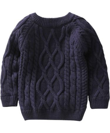 De feuilles Toddler Unisex Cable Knit Sweater with Warm Lining - Yellow/Navy Blue (7-8 Years) - Buy Online on GoSupps.com