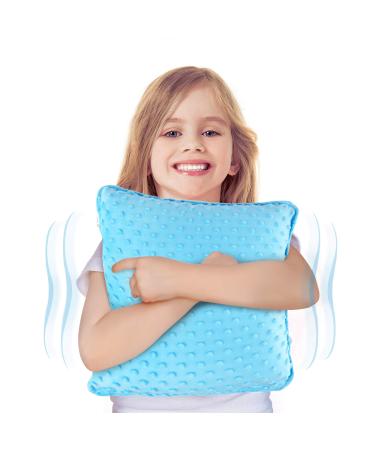 Special Supplies Vibrating Pillow Sensory Pressure Activated for Kids and Adults, 12 x 12 Plush Minky Soft Cover with Textured Therapy Stimulation Bumps, Blue
